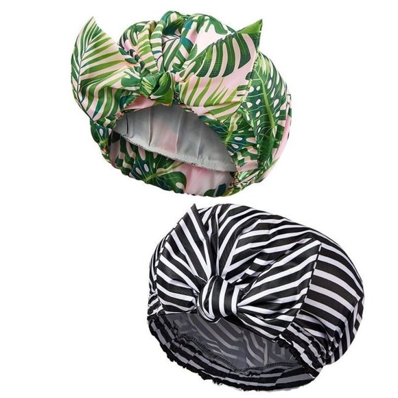 Shower Cap - 3 Pack Reusable Shower Cap for Women Elastic Shower Hats Washable - Picture 2 of 6